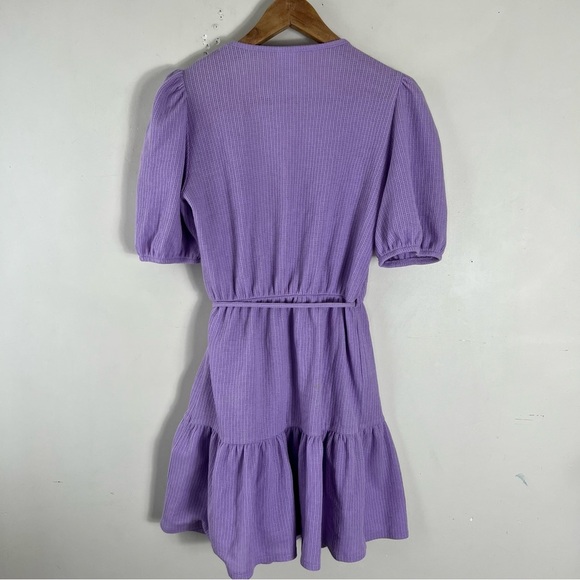& OTHER STORIES Puff Sleeve Wrap Mini Dress Size XS Lavender Purple Ruffle - Picture 6 of 15